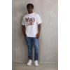 Luz&Pos Unisex Baskılı Oversize T-shirt - Beyaz