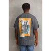 Unisex Baskılı Oversize T-Shirt - Füme