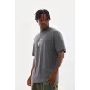Luz&Pos Unisex Baskılı Oversize T-shirt - Füme