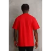 Unisex Baskılı Oversize T-Shirt - Kırmızı