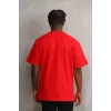 Unisex Baskılı Oversize T-Shirt - Kırmızı