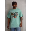 Luz&Pos Unisex Baskılı Oversize T-shirt - Mint Yeşili