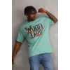 Luz&Pos Unisex Baskılı Oversize T-shirt - Mint Yeşili