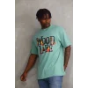 Luz&Pos Unisex Baskılı Oversize T-shirt - Mint Yeşili