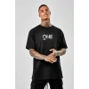 Unisex Baskılı Oversize T-Shirt - Siyah