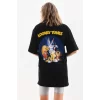 Luz&Pos Unisex Baskılı Oversize T-shirt - Siyah