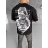 Unisex Baskılı Oversize T-Shirt - Siyah