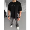 Unisex Baskılı Oversize T-Shirt - Siyah