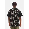 Unisex Baskılı Oversize T-Shirt - Siyah