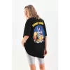 Luz&Pos Unisex Baskılı Oversize T-shirt - Siyah