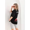 Luz&Pos Unisex Baskılı Oversize T-shirt - Siyah