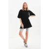 Luz&Pos Unisex Baskılı Oversize T-shirt - Siyah