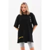 Luz&Pos Unisex Baskılı Oversize T-shirt - Siyah