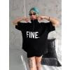 Luz&Pos Unisex Baskılı Yarım Fermuarlı T-shirt - Siyah