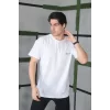 Unisex Bisiklet Yaka Baskılı Oversize T-Shirt - Beyaz