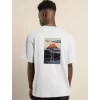 Luz&Pos Unisex Bisiklet Yaka Baskılı Oversize T-shirt - Beyaz