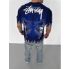 Unisex Bisiklet Yaka Baskılı Oversize T-Shirt - Lacivert