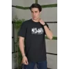 Luz&Pos Unisex Bisiklet Yaka Baskılı Oversize T-shirt - Siyah