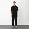 Unisex Bisiklet Yaka Baskılı Oversize T-Shirt - Siyah