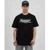 Unisex Bisiklet Yaka Baskılı Oversize T-Shirt - Siyah