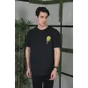 Luz&Pos Unisex Bisiklet Yaka Baskılı Oversize T-shirt - Siyah