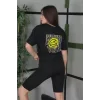 Luz&Pos Unisex Bisiklet Yaka Baskılı Oversize T-shirt - Siyah