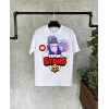 Luz&Pos Unisex Bisiklet Yaka Kısa Kol Baskılı Çocuk T-shirt - Beyaz
