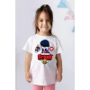 Luz&Pos Unisex Bisiklet Yaka Kısa Kol Baskılı Çocuk T-shirt - Beyaz