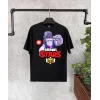 Luz&Pos Unisex Bisiklet Yaka Kısa Kol Baskılı Çocuk T-shirt - Siyah