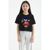 Luz&Pos Unisex Bisiklet Yaka Kısa Kol Baskılı Çocuk T-shirt - Siyah