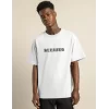 Unisex Bisiklet Yaka Oversize Baskılı T-Shirt - Beyaz