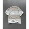 Unisex Bisiklet Yaka Parçalı T-Shirt - Bej