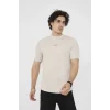 Unisex Bisiklet Yaka Slim Fit T-Shirt- Bej