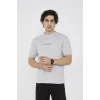 Unisex Bisiklet Yaka Slim Fit T-Shirt- Boyalı Gri