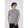 Unisex Bisiklet Yaka Slim Fit T-Shirt- Gri