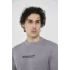 Unisex Bisiklet Yaka Slim Fit T-Shirt- Gri