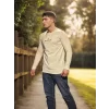 Luz&Pos Unisex Bisiklet Yaka Uzun Kollu T-shirt - Beyaz