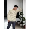 Luz&Pos Unisex Bisiklet Yaka Uzun Kollu T-shirt - Beyaz