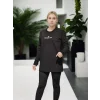 Unisex Bisiklet Yaka Uzun Kollu T-Shirt - Siyah