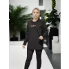 Luz&Pos Unisex Bisiklet Yaka Uzun Kollu T-shirt - Siyah