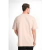 Unisex Düz Biskilet Yaka Oversize T-shirt - Bej