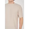 Unisex Jakar Kumaş Rahat Kol T-Shirt - Bej