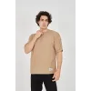 Unisex Jakar Kumaş Rahat Kol T-Shirt - Kahverengi