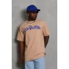 Luz&Pos Unisex Oversize Baskılı Bisiklet Yaka T-shirt - Bej