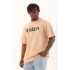 Luz&Pos Unisex Oversize Baskılı Bisiklet Yaka T-shirt - Bej