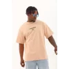 Luz&Pos Unisex Oversize Baskılı Bisiklet Yaka T-shirt - Bej