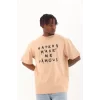Luz&Pos Unisex Oversize Baskılı Bisiklet Yaka T-shirt - Bej
