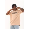 Luz&Pos Unisex Oversize Baskılı Bisiklet Yaka T-shirt - Bej