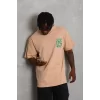 Luz&Pos Unisex Oversize Baskılı Bisiklet Yaka T-shirt - Bej