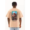 Luz&Pos Unisex Oversize Baskılı Bisiklet Yaka T-shirt - Bej